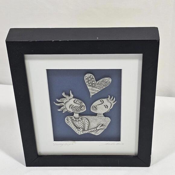 Leandra Drumm Loving Couple Wall Hanging Framed Pewter Art - Picture 5 of 9